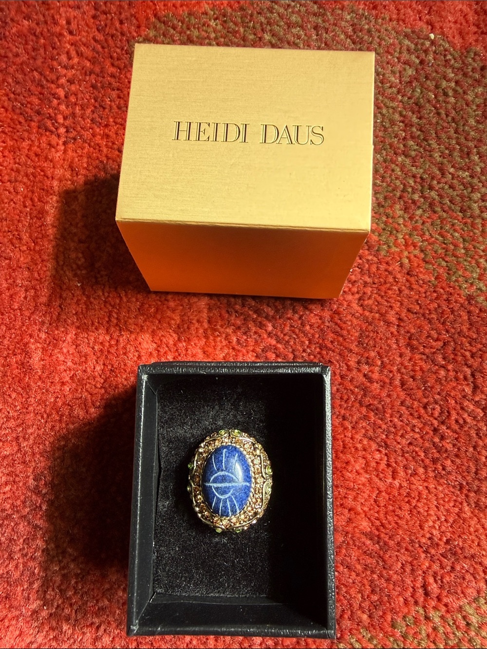 Heidi Daus Gold-Tone Ring with genuine lapis lazuli size 7